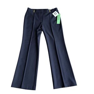 Anne Klein Womens Classic Work Trouser Flare Pants Petite 8 Navy